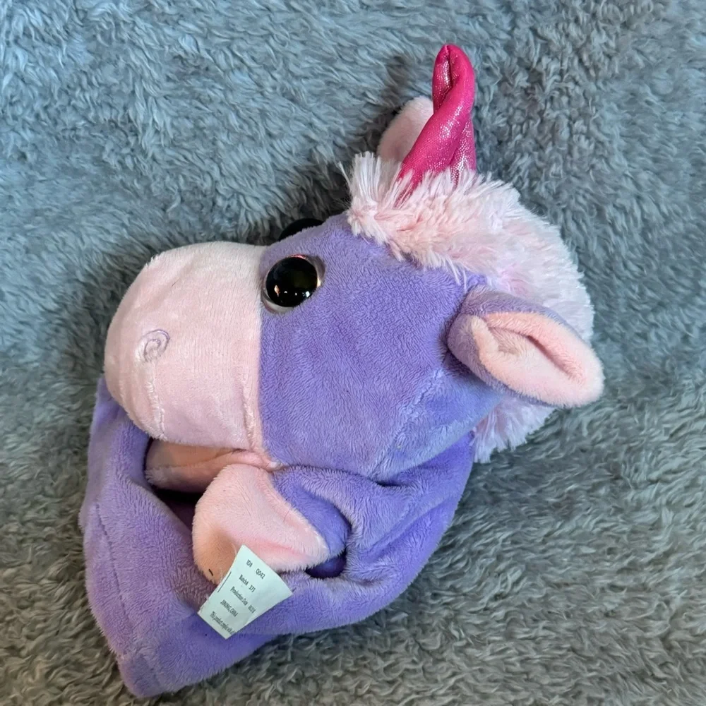 Kellytoy Unicorn Hand Puppet Plush Purple Pink Glitter Horn Stuffed Animal Toy